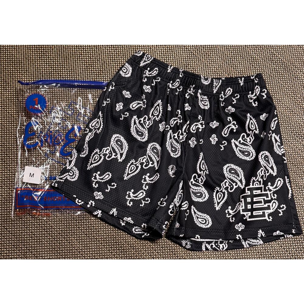 Eric Emanuel Black + White Paisley Shorts | Medium | NWT